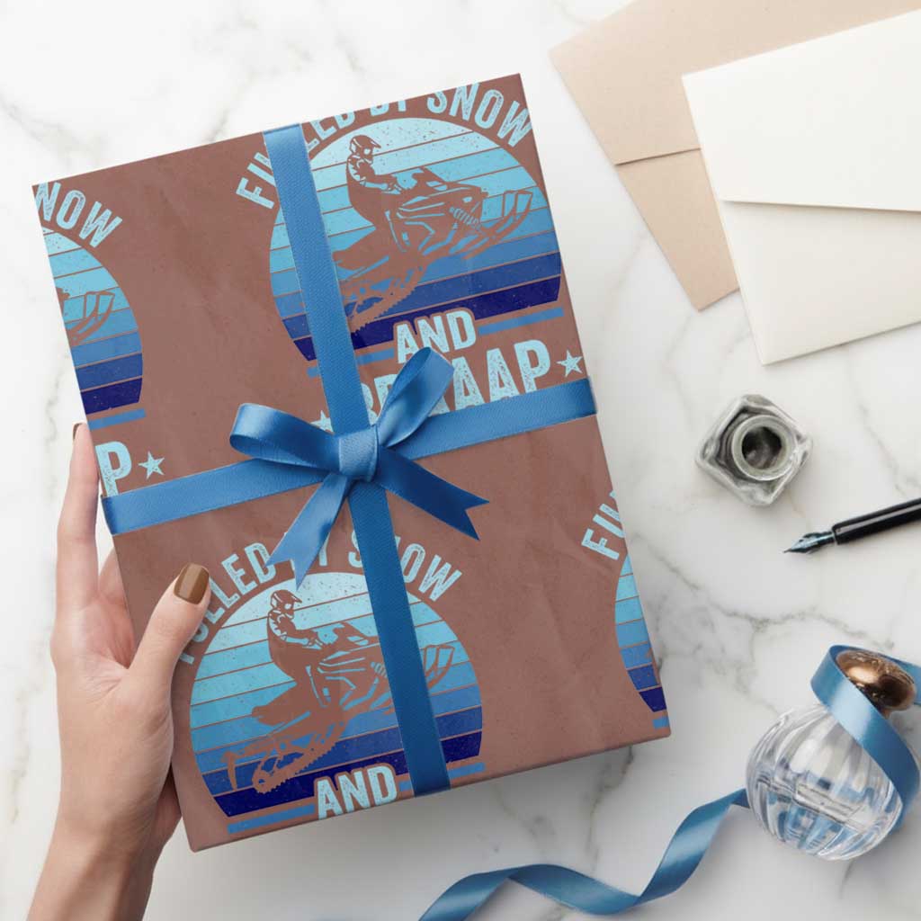 Funny Snowmobile Wrapping Paper Roll Fueled By Snow And Braaap Winter Sports TS11 Mocha Print Your Wear