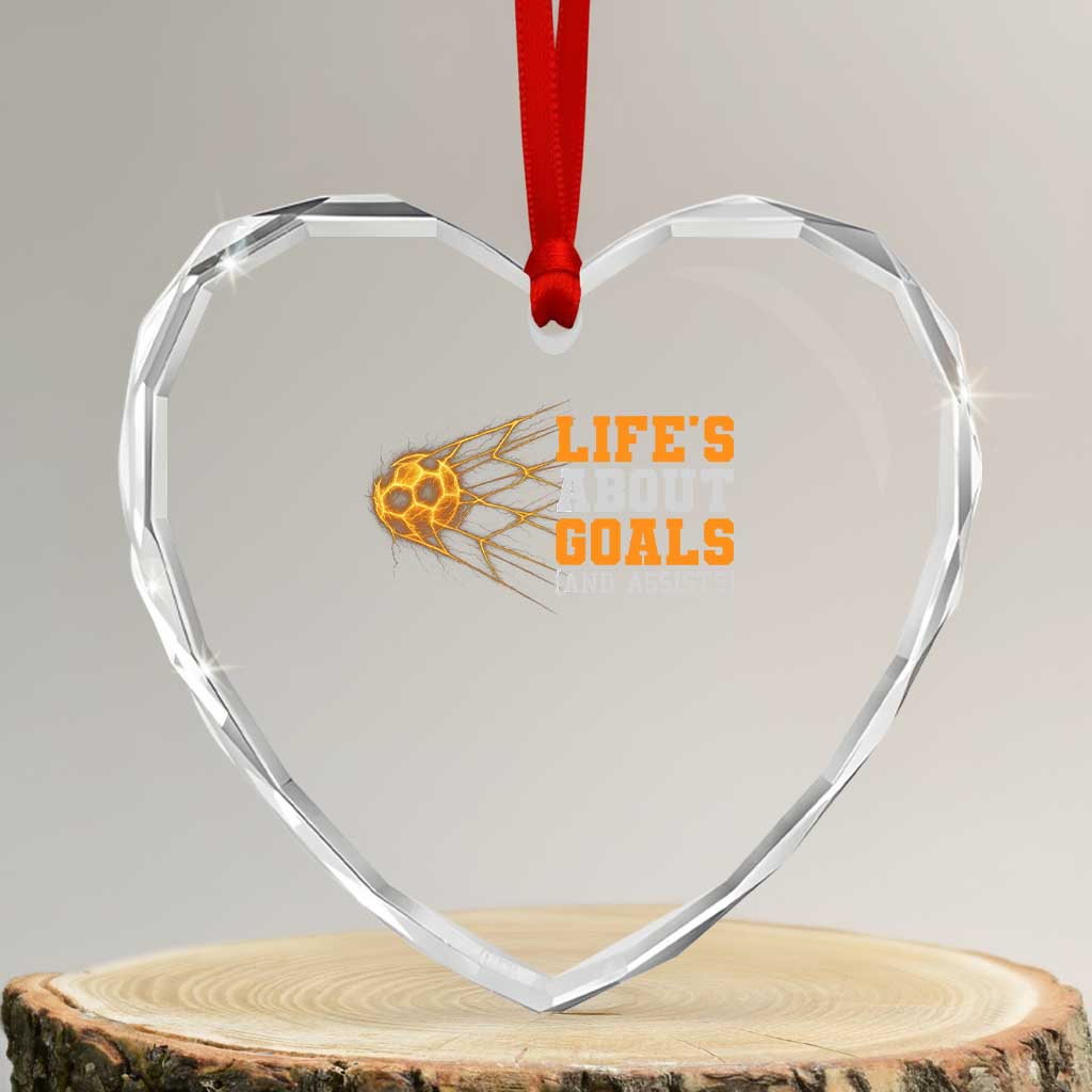 Funny Soccer Heart Crystal Glass Ornament Life Is About Goals And Assists Youth Soccer TS10 Transparent Glass 3'' Heart Print Your Wear