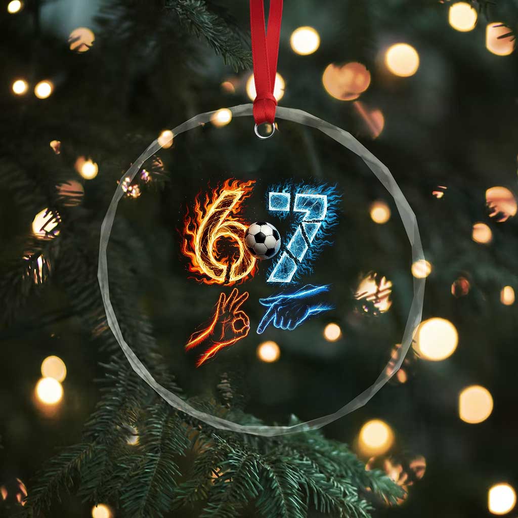 Funny Soccer Lover Crystal Glass Ornament Six Seven Meme Trending Gift TS12 Print Your Wear