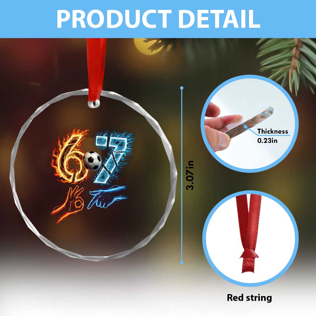 Funny Soccer Lover Crystal Glass Ornament Six Seven Meme Trending Gift TS12 Print Your Wear