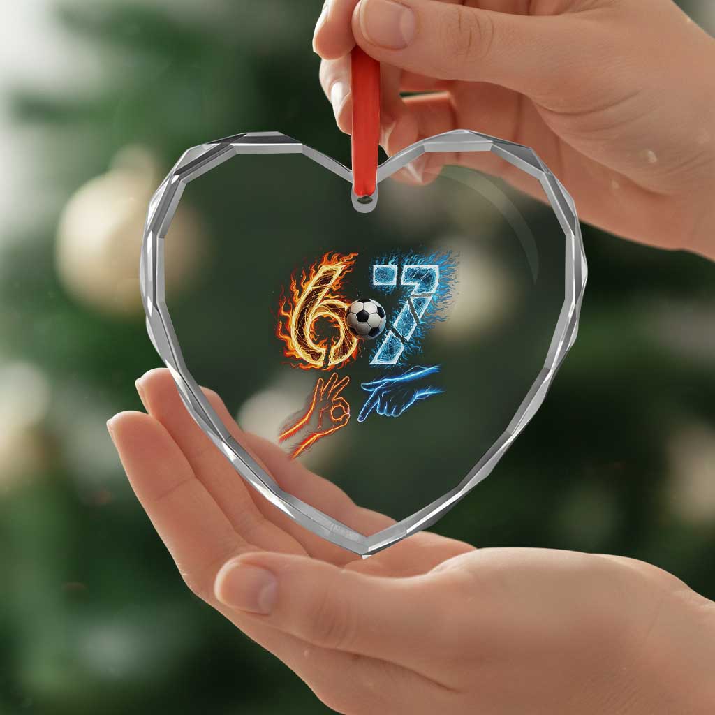 Funny Soccer Lover Heart Crystal Glass Ornament Six Seven Meme Trending Gift TS12 Print Your Wear