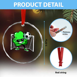 Funny Soccer Shamrock Crystal Glass Ornament Dabbing Player St. Patrick's Day TS02 Print Your Wear
