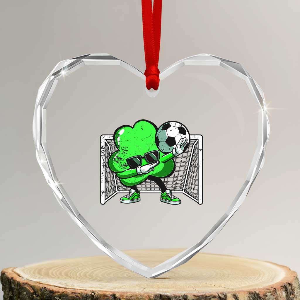 Funny Soccer Shamrock Heart Crystal Glass Ornament Dabbing Player St. Patrick's Day TS02 Transparent Glass 3'' Heart Print Your Wear