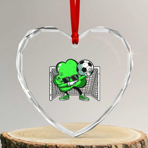 Funny Soccer Shamrock Heart Crystal Glass Ornament Dabbing Player St. Patrick's Day TS02 Transparent Glass 3'' Heart Print Your Wear