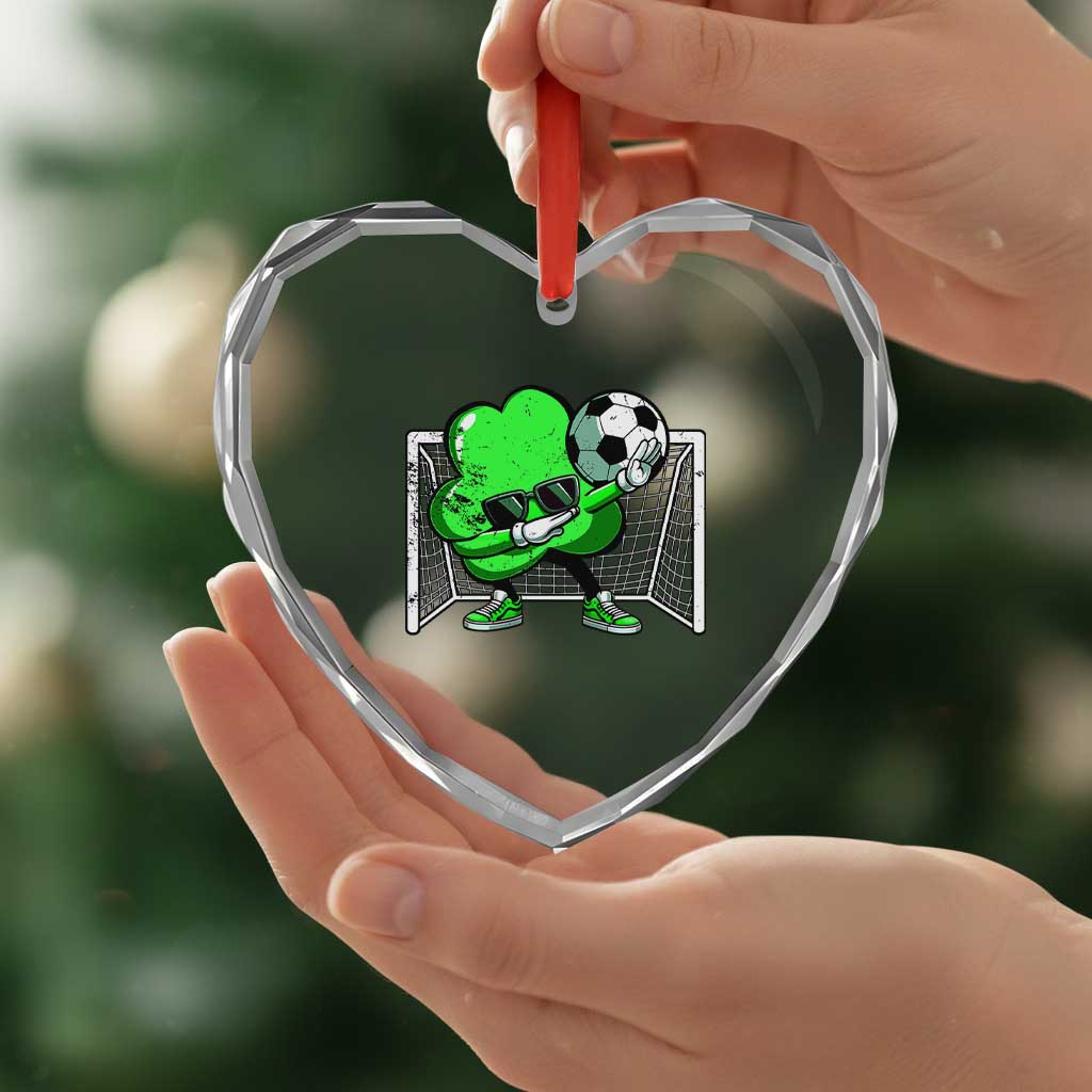 Funny Soccer Shamrock Heart Crystal Glass Ornament Dabbing Player St. Patrick's Day TS02 Print Your Wear
