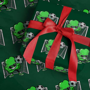 Funny Soccer Shamrock Wrapping Paper Roll Dabbing Player St. Patrick's Day TS02 Green Print Your Wear