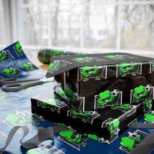 Funny Soccer Shamrock Wrapping Paper Roll Dabbing Player St. Patrick's Day TS02 Black Print Your Wear