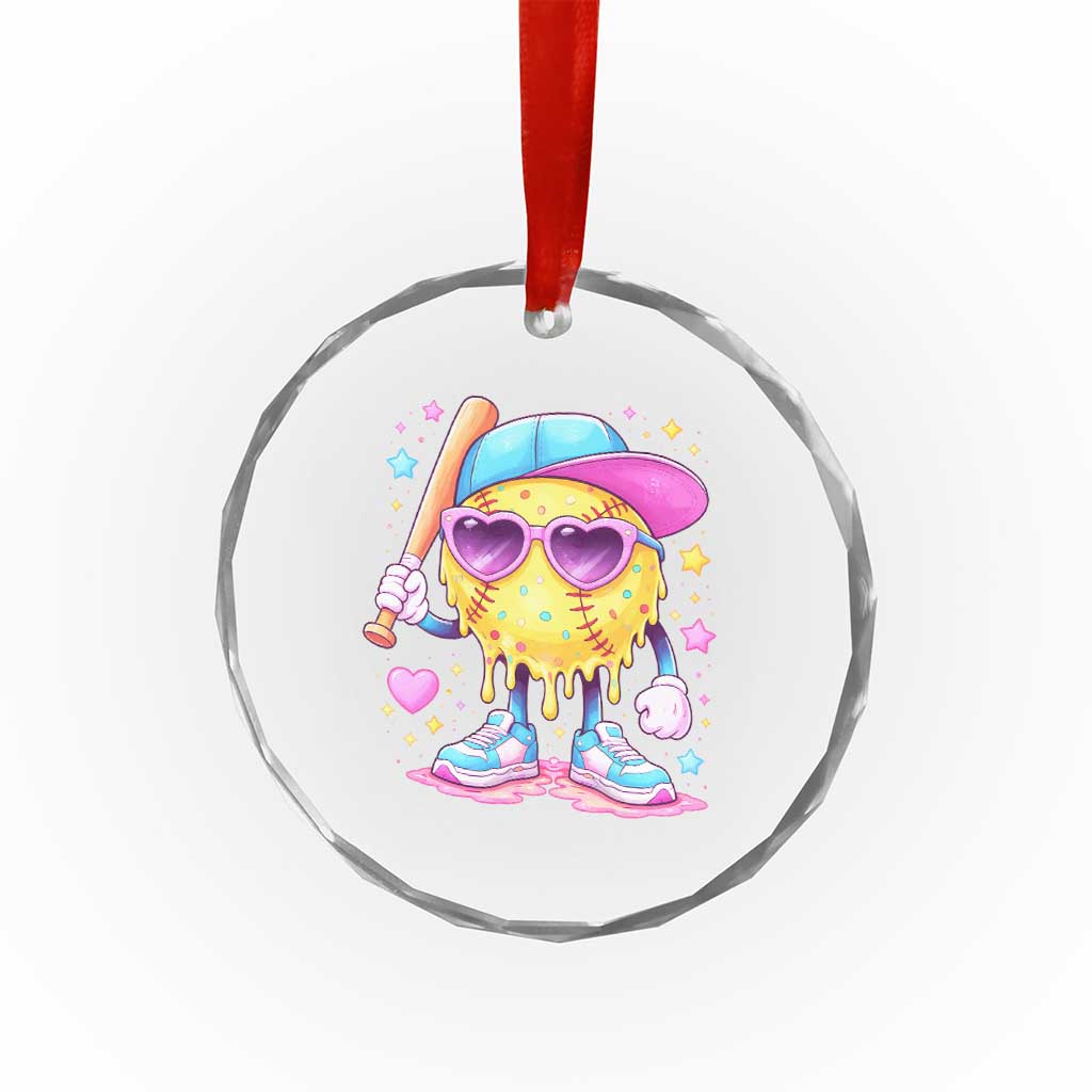 Funny Softball Drip Crystal Glass Ornament Ice Cream Sprinkles Softball Girls Kid TS10 Print Your Wear