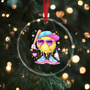Funny Softball Drip Crystal Glass Ornament Ice Cream Sprinkles Softball Girls Kid TS10 Print Your Wear