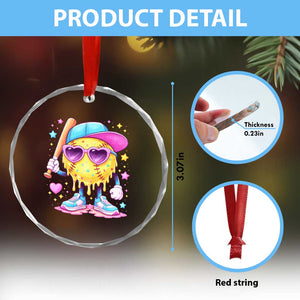 Funny Softball Drip Crystal Glass Ornament Ice Cream Sprinkles Softball Girls Kid TS10 Print Your Wear