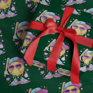 Funny Softball Drip Wrapping Paper Roll Ice Cream Sprinkles Softball Girls Kid TS10 Green Print Your Wear