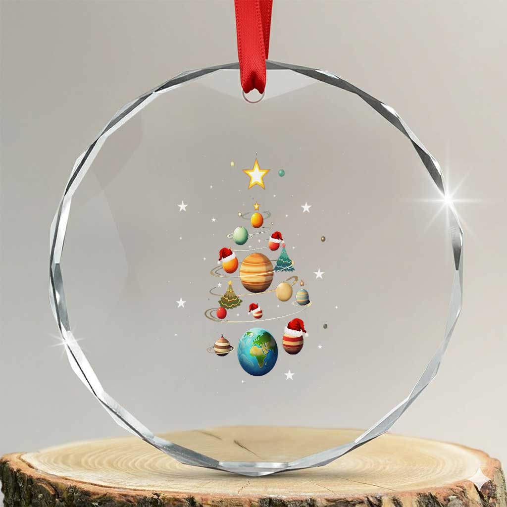 Funny Solar System Space Planets Xmas Tree Crystal Glass Ornament TS09 Transparent Glass 3'' Circle Print Your Wear