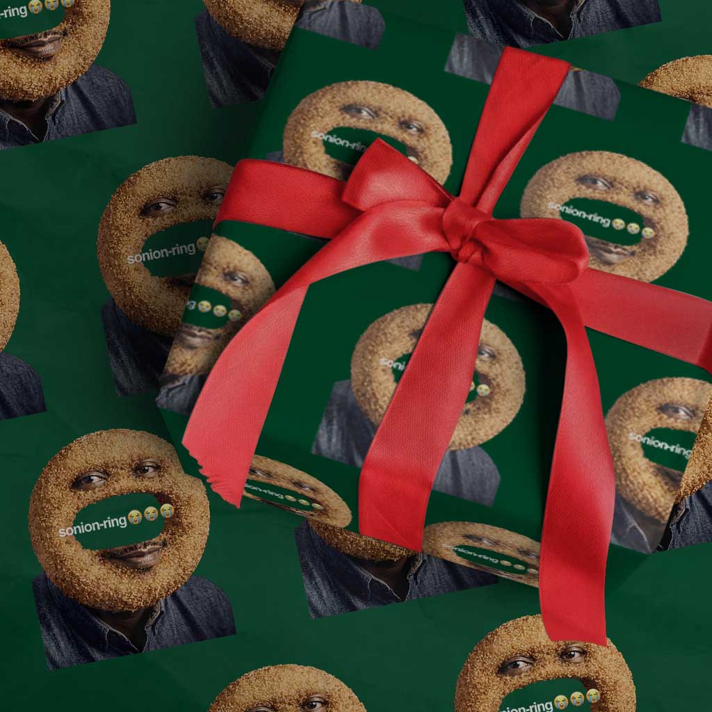 Funny Sonion Ring Cursed Meme Graphic Wrapping Paper Roll Surreal Deep Fried Onion Ring Joke