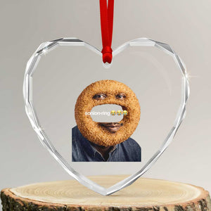 Funny Sonion Ring Cursed Meme Graphic Heart Crystal Glass Ornament Surreal Deep Fried Onion Ring Joke