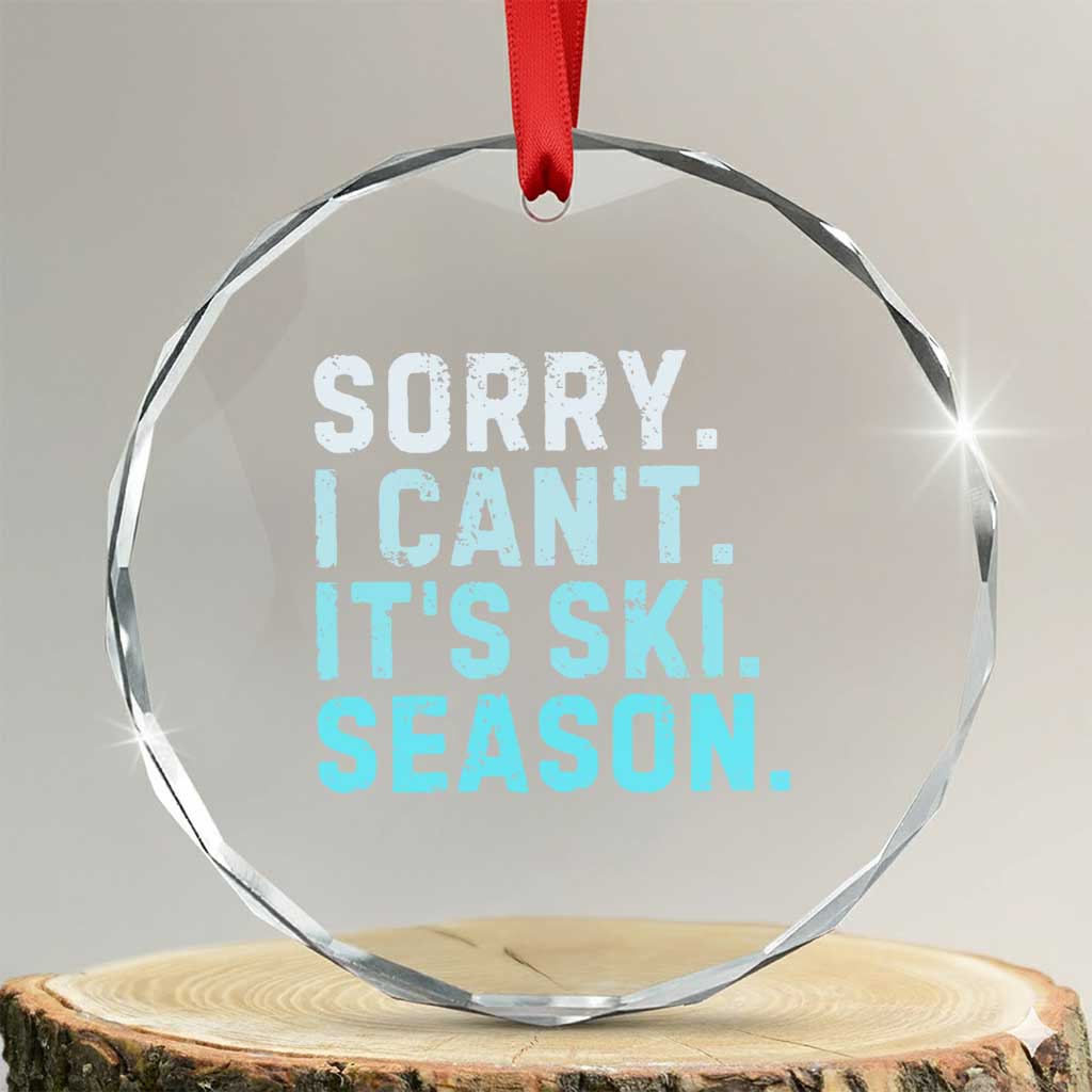 Funny Sorry I Cant It Is Ski Season Crystal Glass Ornament Winter Sports Ski Athlete TS11 Transparent Glass 3'' Circle Print Your Wear