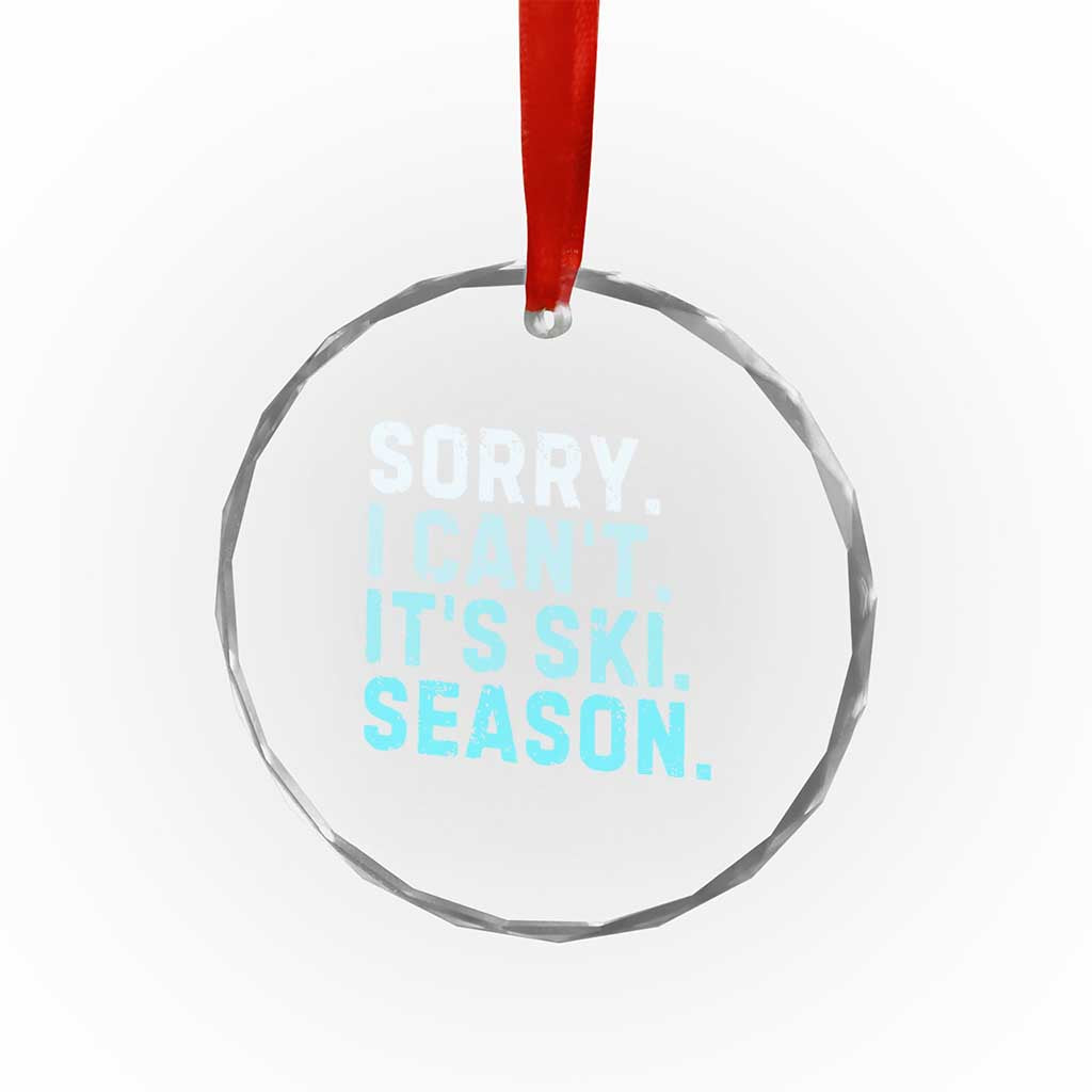 Funny Sorry I Cant It Is Ski Season Crystal Glass Ornament Winter Sports Ski Athlete TS11 Print Your Wear