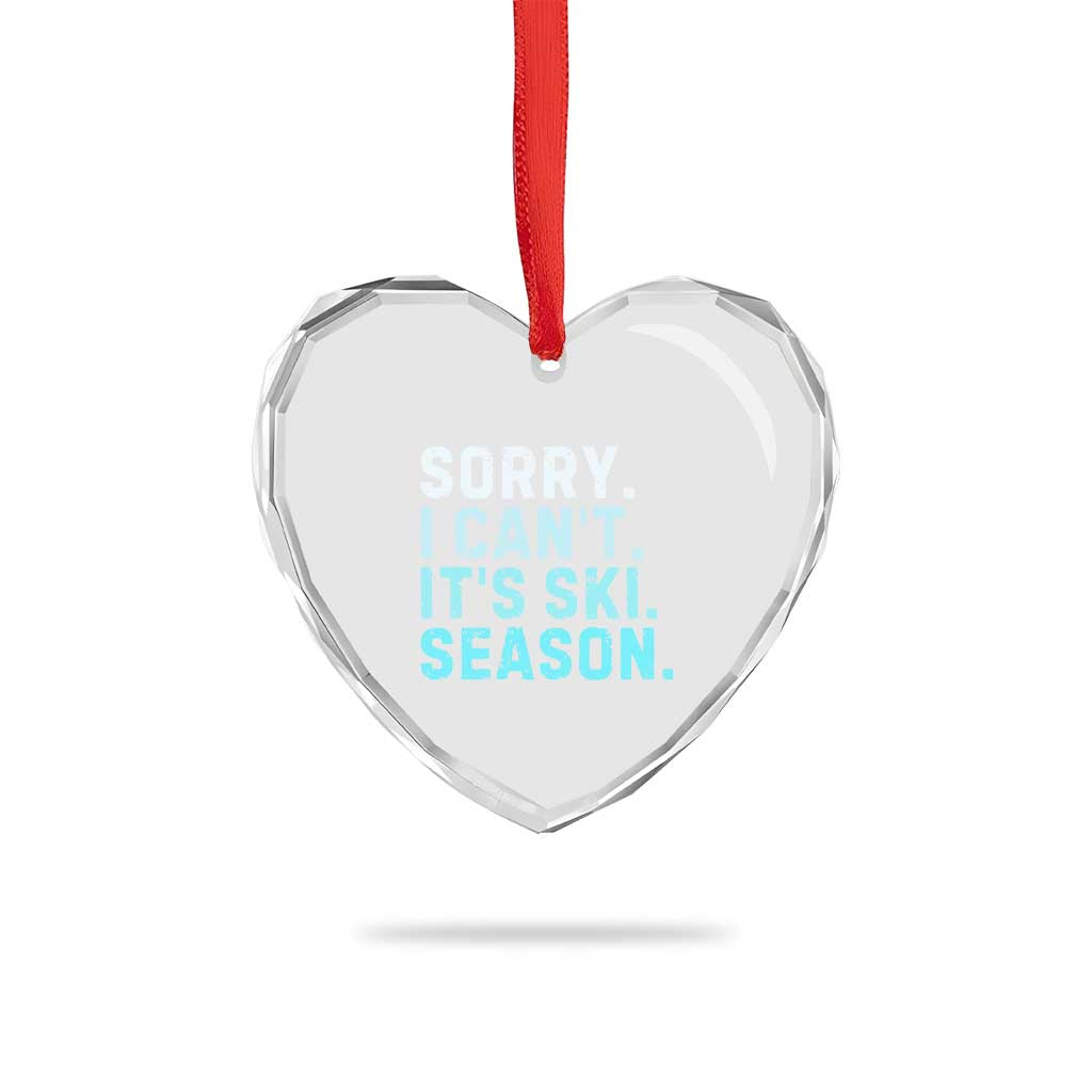Funny Sorry I Cant It Is Ski Season Heart Crystal Glass Ornament Winter Sports Ski Athlete TS11 Print Your Wear