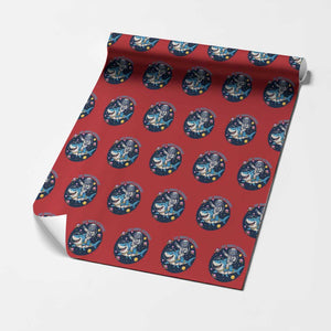 Funny Space Cat Wants Astronaut Wrapping Paper Roll Sharks Sci fi Fan Universe TS12 Red Print Your Wear