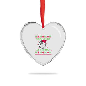 Funny Spanish Ugly Xmas Heart Crystal Glass Ornament Yo Solo Vine Por Los Terrenos I'm Just Here For Feliz Navidad TS02 Print Your Wear