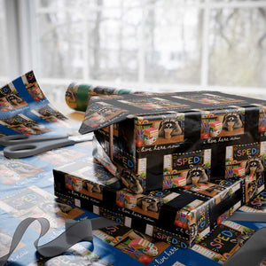 Funny SPED Raccoon Teacher Wrapping Paper Roll I Live Here Now