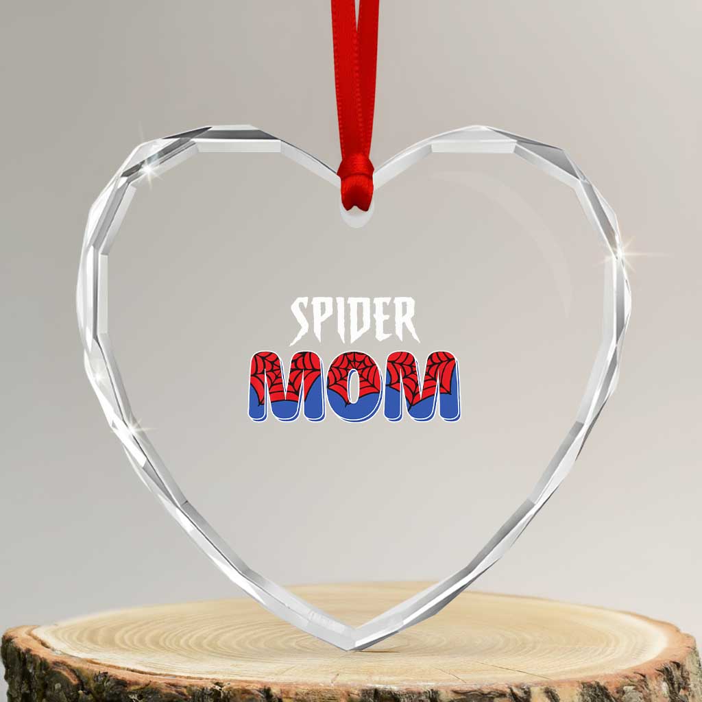 Funny Spider Mom Heart Crystal Glass Ornament Son Birthday Party TS02 Transparent Glass 3'' Heart Print Your Wear