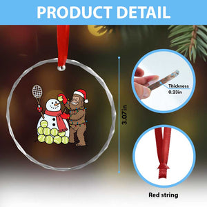 Funny Squatch Christmas Tennis Gift Crystal Glass Ornament Bigfoot Player Enthusiast TS12 Print Your Wear