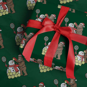 Funny Squatch Christmas Tennis Gift Wrapping Paper Roll Bigfoot Player Enthusiast TS12 Green Print Your Wear