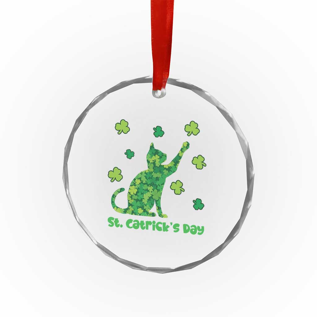 Funny St Catricks Day Crystal Glass Ornament Lucky Shamrock Cat Saint Pattys TS12 Print Your Wear