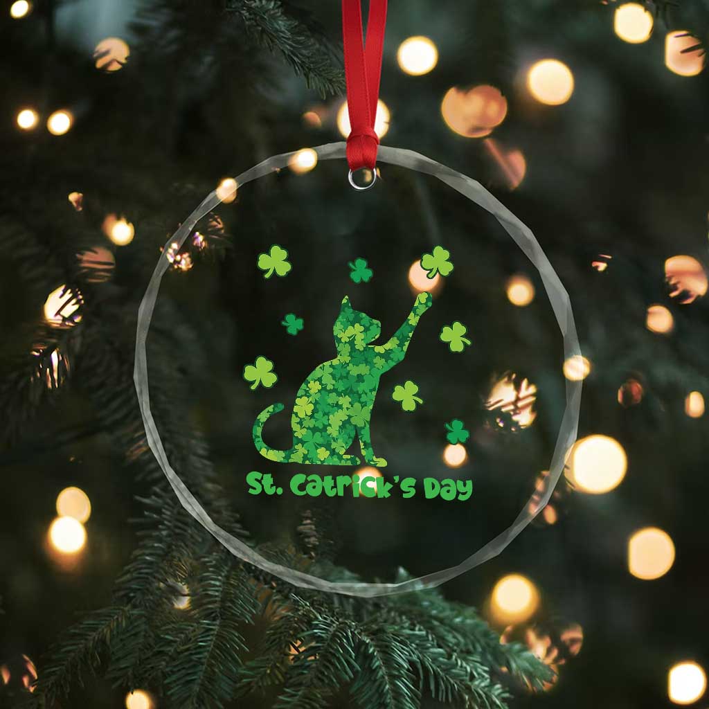 Funny St Catricks Day Crystal Glass Ornament Lucky Shamrock Cat Saint Pattys TS12 Print Your Wear