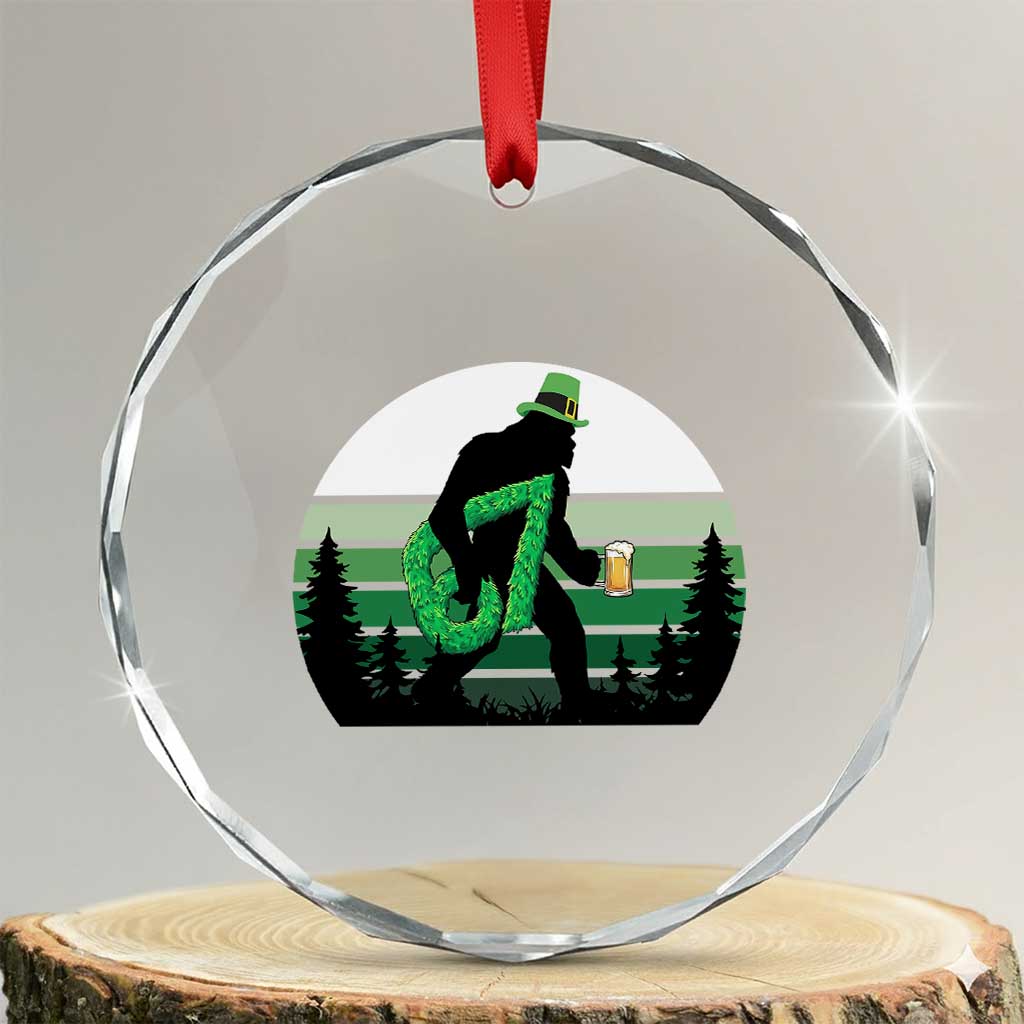 Funny St Patricks Bigfoot Says Six Seven Crystal Glass Ornament Gen Z Irish Gift TS12 Transparent Glass 3'' Circle Print Your Wear
