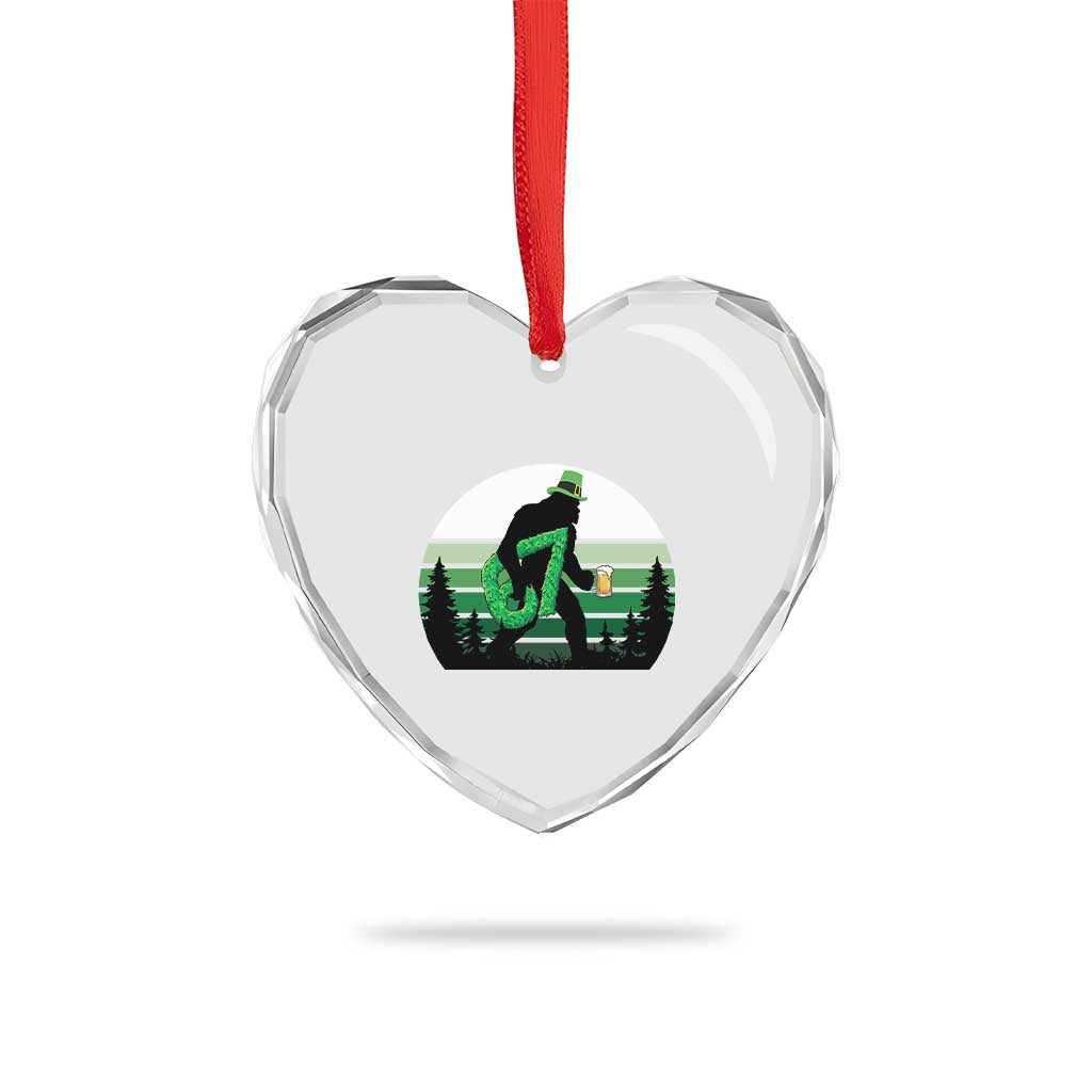 Funny St Patricks Bigfoot Says Six Seven Heart Crystal Glass Ornament Gen Z Irish Gift TS12 Print Your Wear