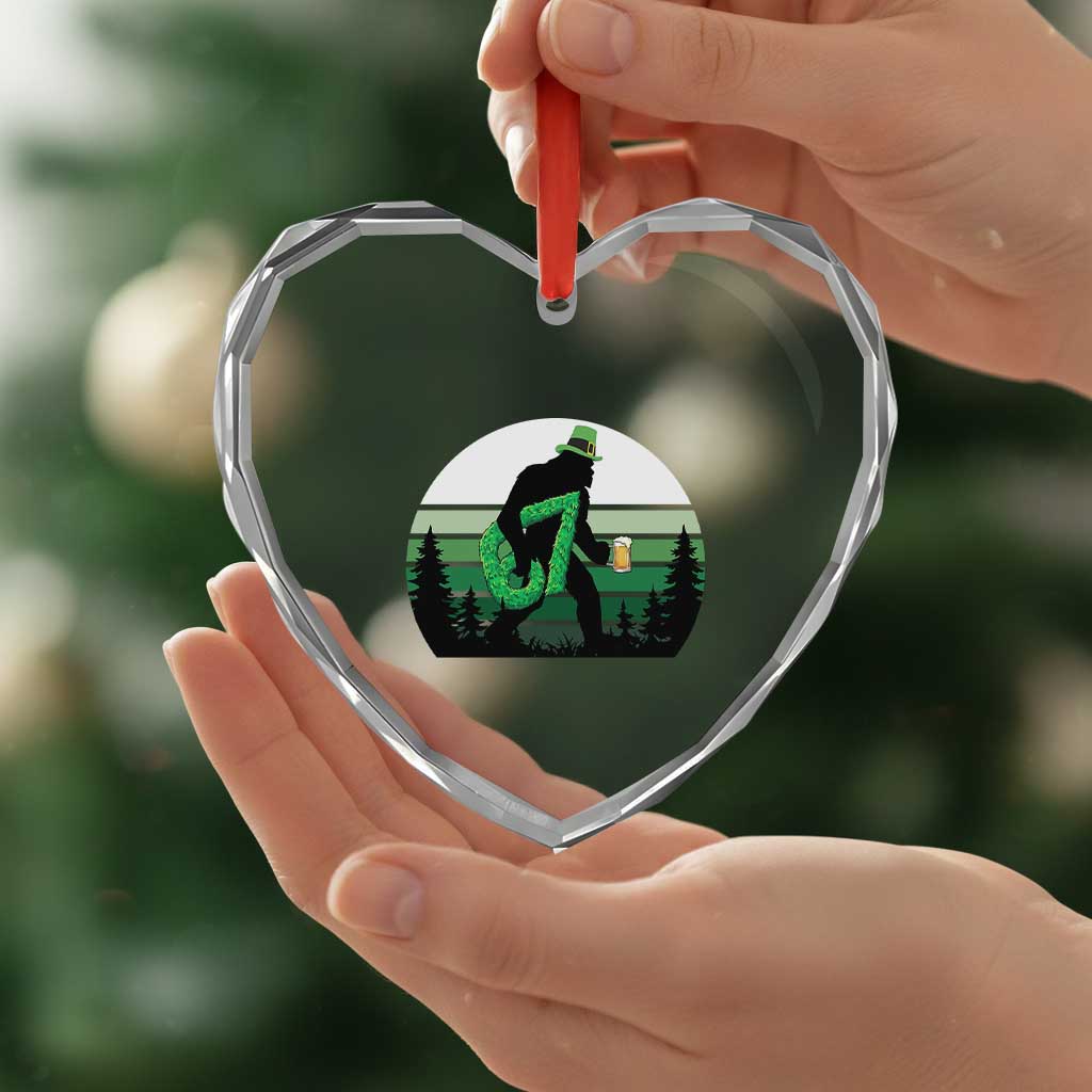 Funny St Patricks Bigfoot Says Six Seven Heart Crystal Glass Ornament Gen Z Irish Gift TS12 Print Your Wear
