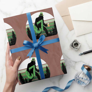 Funny St Patricks Bigfoot Says Six Seven Wrapping Paper Roll Gen Z Irish Gift TS12 Mocha Print Your Wear