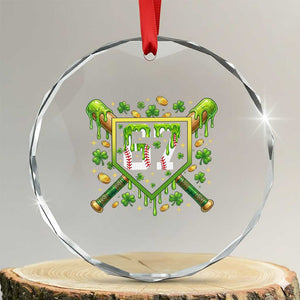Funny St Patricks Day 67 Six Seven Baseball Ice Cream Drip Crystal Glass Ornament TS11 Transparent Glass 3'' Circle Print Your Wear