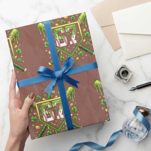Funny St Patricks Day 67 Six Seven Baseball Ice Cream Drip Wrapping Paper Roll TS11 Mocha Print Your Wear
