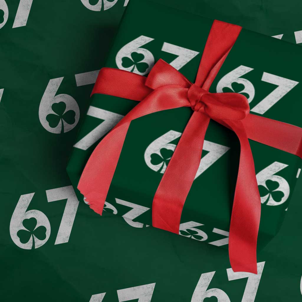Funny St Patricks Day 67 Six Seven Vintage Shamrock Wrapping Paper Roll TS11 Green Print Your Wear