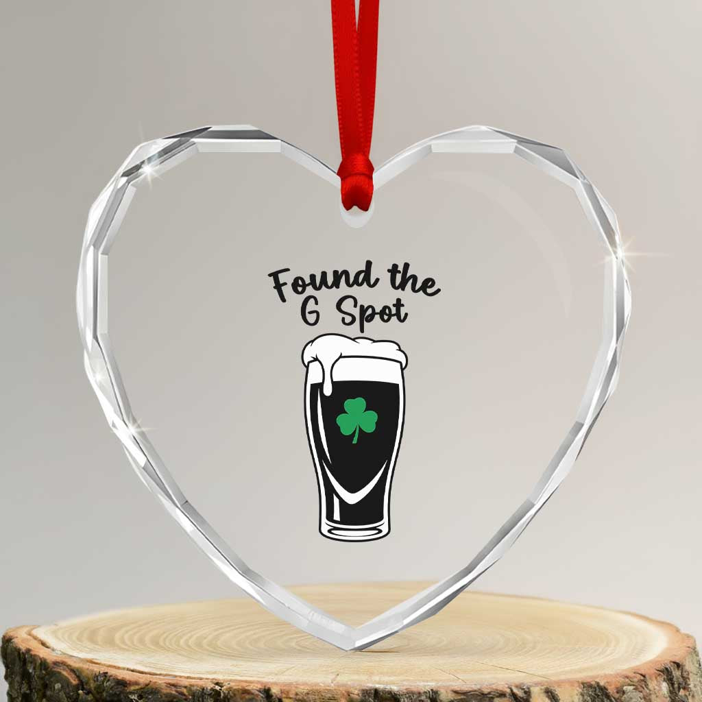 Funny St Patrick’s Day Beer Heart Crystal Glass Ornament Found The G Spot TS14 Transparent Glass 3'' Heart Print Your Wear