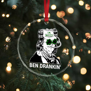 Funny St Patrick's Day Ben Dranking Crystal Glass Ornament Benjamin Franklin Retro Saint Paddy's Day TS02 Print Your Wear