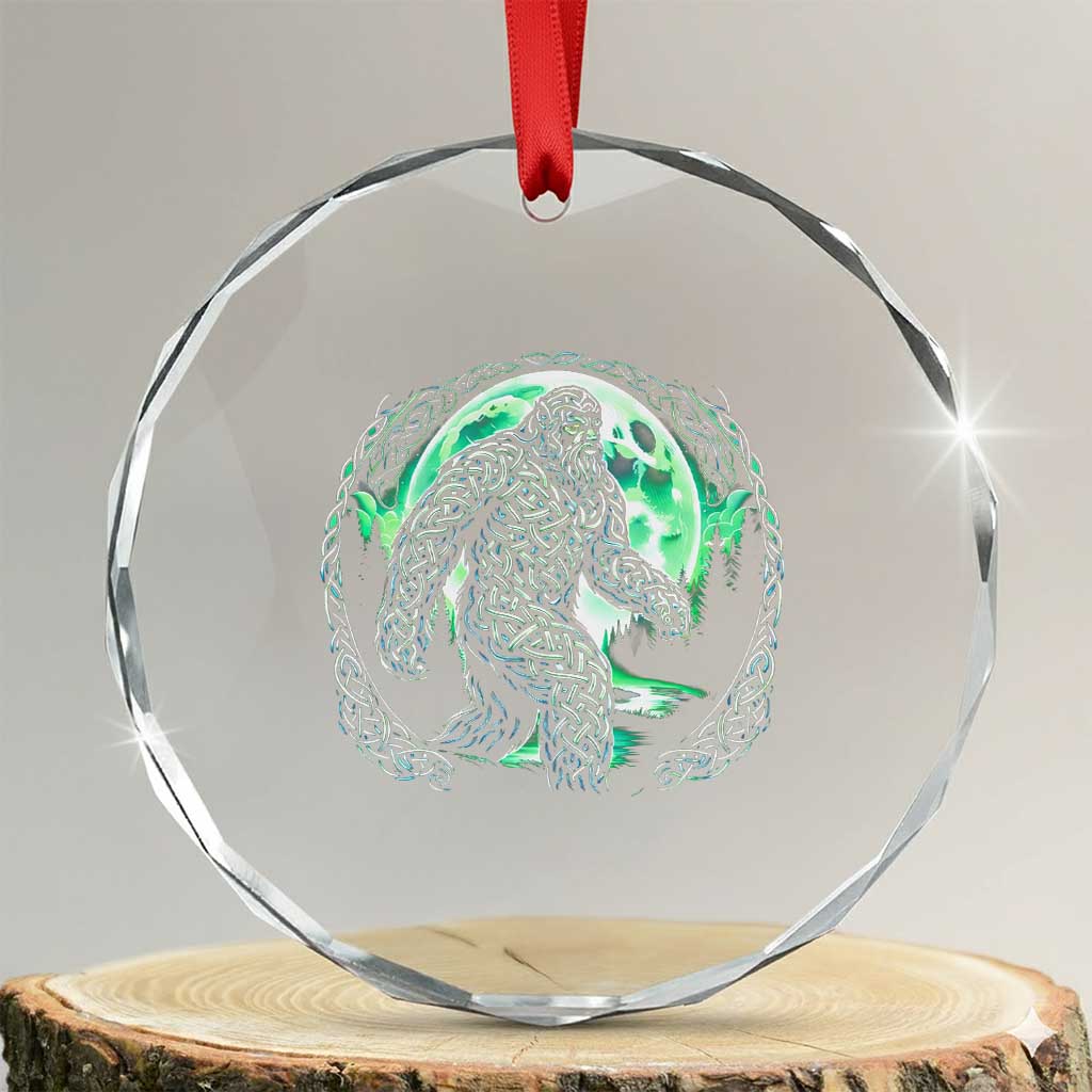 Funny St Patricks Day Bigfoot Celtic Knot Irish Sasquatch Crystal Glass Ornament TS11 Transparent Glass 3'' Circle Print Your Wear