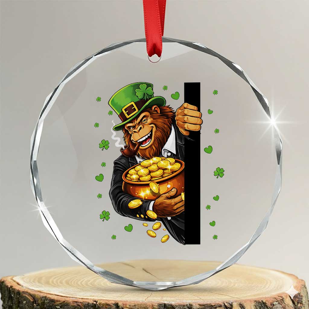 Funny St Patricks Day Bigfoot Crystal Glass Ornament Irish Revelry Gift TS12 Transparent Glass 3'' Circle Print Your Wear