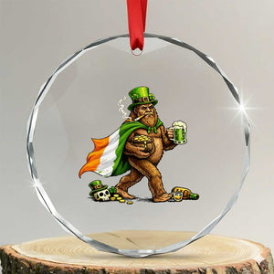 Funny St Patricks Day Bigfoot Crystal Glass Ornament Mythical Party Gift TS12 Transparent Glass 3'' Circle Print Your Wear