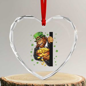 Funny St Patricks Day Bigfoot Heart Crystal Glass Ornament Irish Revelry Gift TS12 Transparent Glass 3'' Heart Print Your Wear