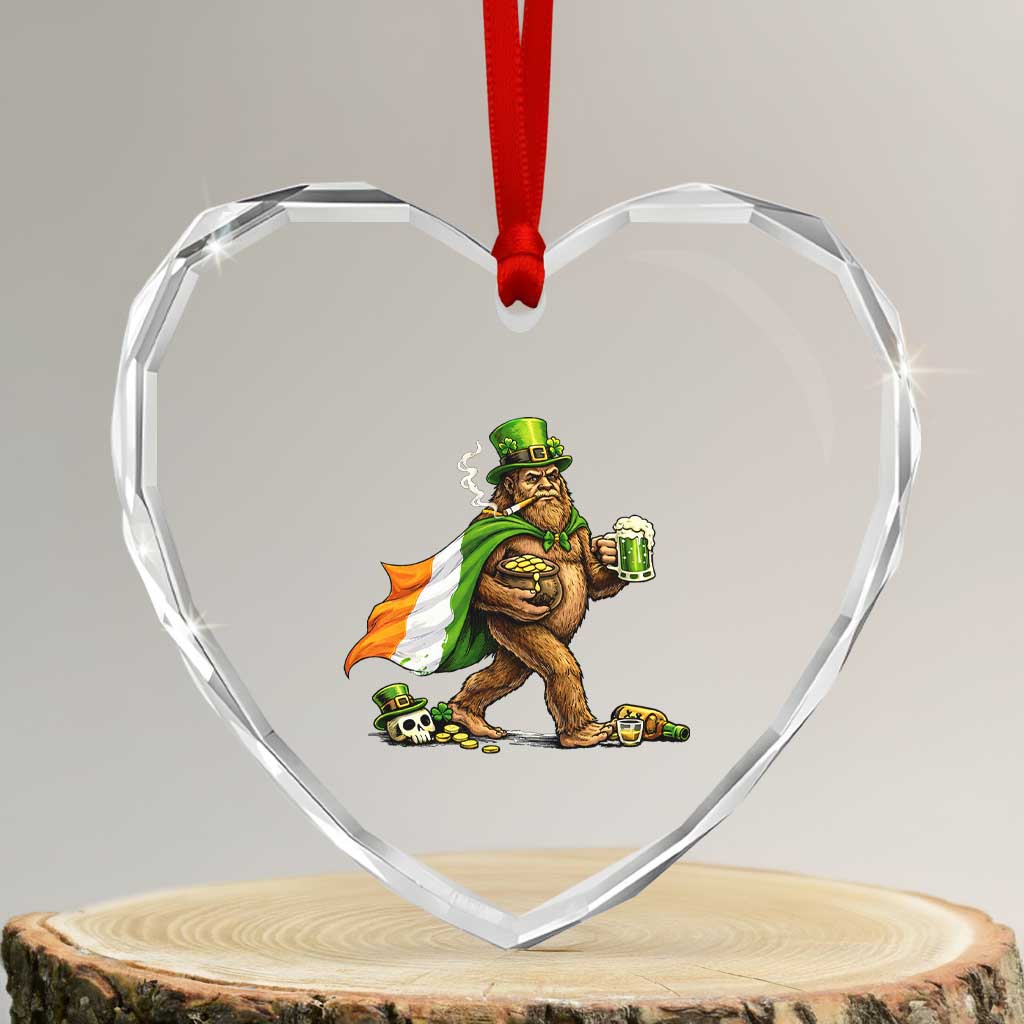 Funny St Patricks Day Bigfoot Heart Crystal Glass Ornament Mythical Party Gift TS12 Transparent Glass 3'' Heart Print Your Wear