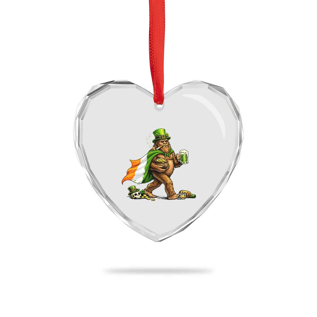 Funny St Patricks Day Bigfoot Heart Crystal Glass Ornament Mythical Party Gift TS12 Print Your Wear