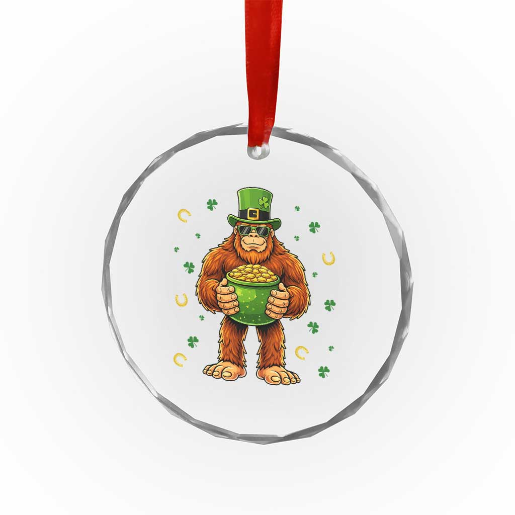 Funny St Patricks Day Bigfoot Lucky Pot Gold Sunglasses Sasquatch Crystal Glass Ornament TS11 Print Your Wear