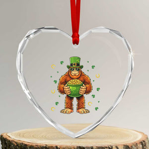 Funny St Patricks Day Bigfoot Lucky Pot Gold Sunglasses Sasquatch Heart Crystal Glass Ornament TS11 Transparent Glass 3'' Heart Print Your Wear