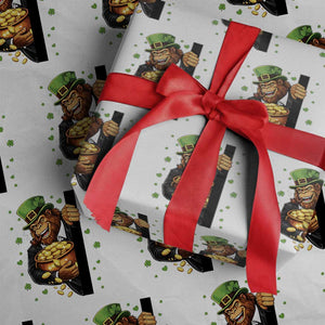 Funny St Patricks Day Bigfoot Wrapping Paper Roll Irish Revelry Gift TS12 White Print Your Wear