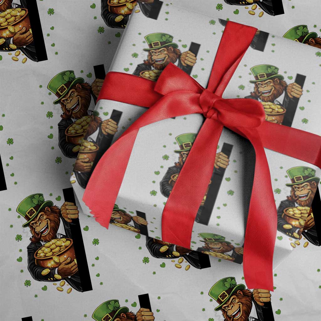 Funny St Patricks Day Bigfoot Wrapping Paper Roll Irish Revelry Gift TS12 White Print Your Wear