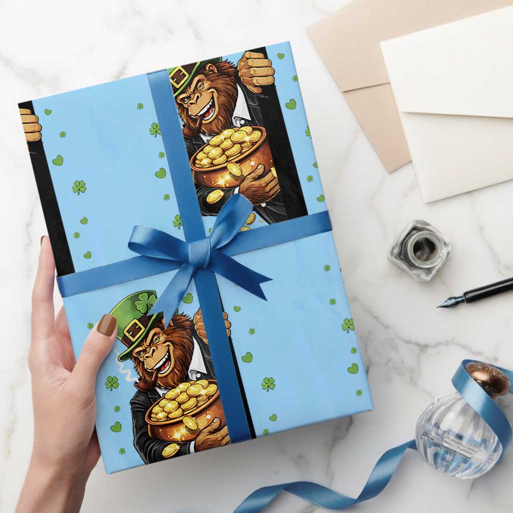 Funny St Patricks Day Bigfoot Wrapping Paper Roll Irish Revelry Gift TS12 Light Blue Print Your Wear
