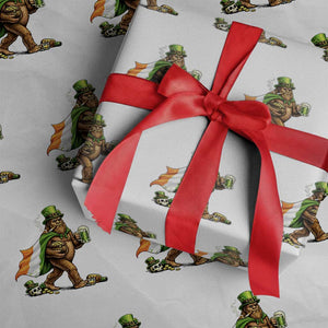 Funny St Patricks Day Bigfoot Wrapping Paper Roll Mythical Party Gift TS12 White Print Your Wear
